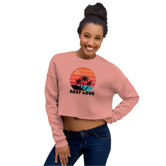 sunset palm reef love cropped hoodie
